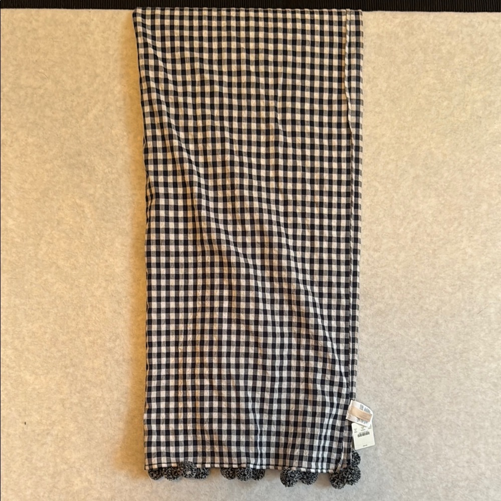 J. Crew summer Gingham Pom Pom Scarf